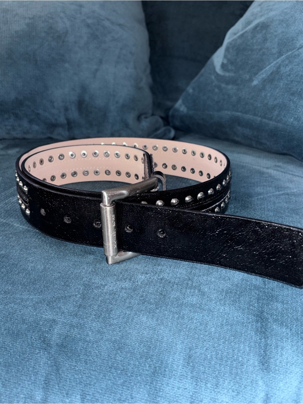 Michael Kors Black Leather Studded Belt EUC XL 45”